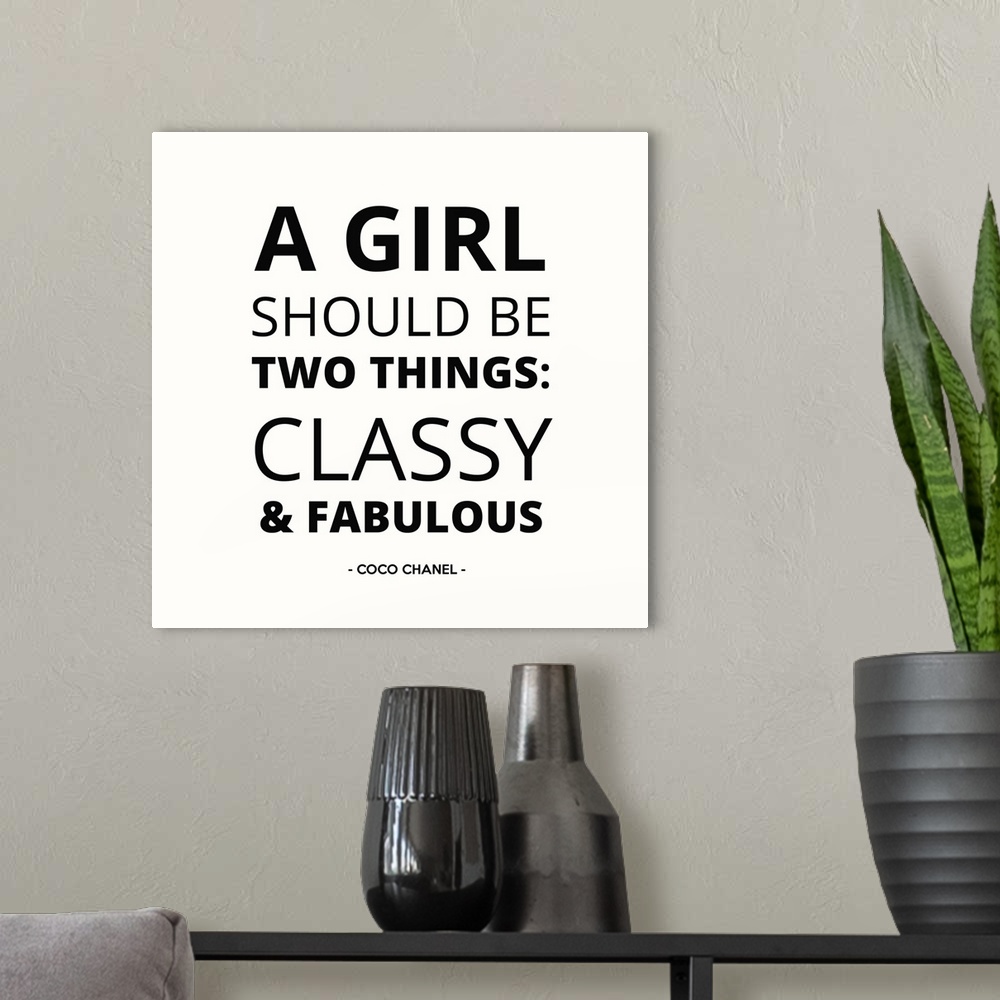 A modern room featuring A Girl Should Be Two Things I