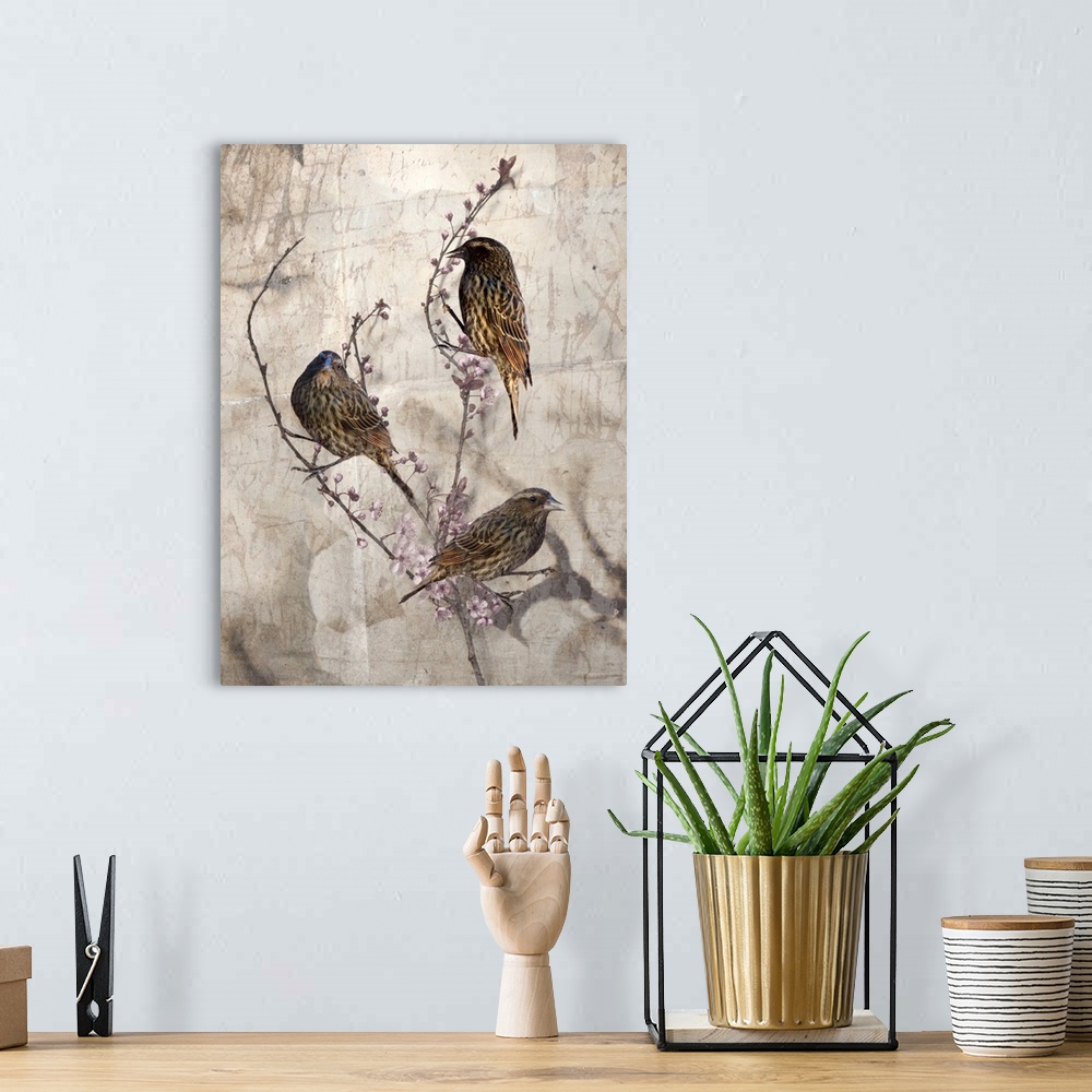 A bohemian room featuring Birds and Blossoms I