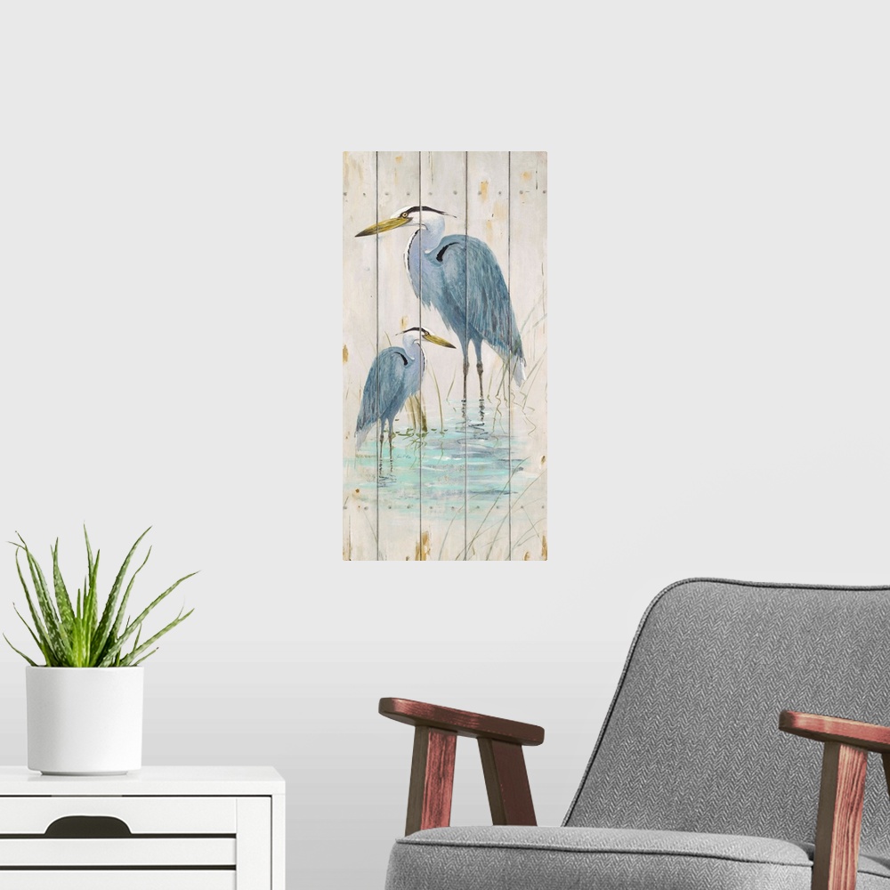 A modern room featuring Blue Heron Duo