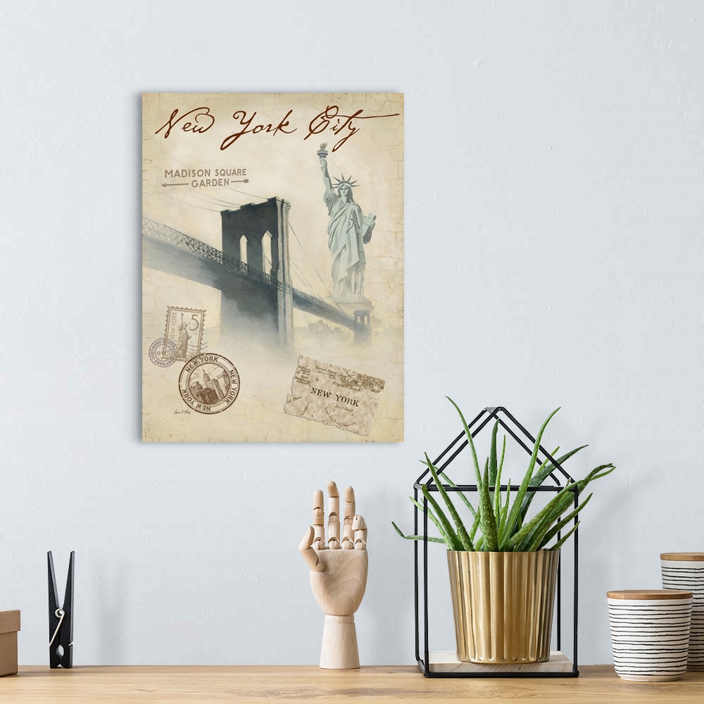 A bohemian room featuring Bridge to NYC