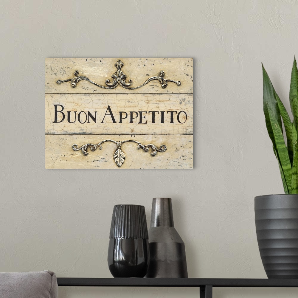 A modern room featuring Buon Appetito Plaque