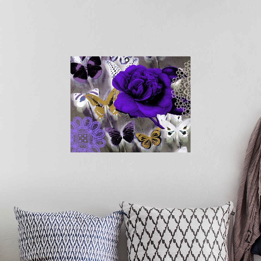 A bohemian room featuring Butterfly Collage Purple