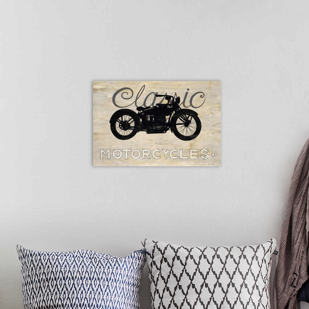 A bohemian room featuring Classic Motorcycle