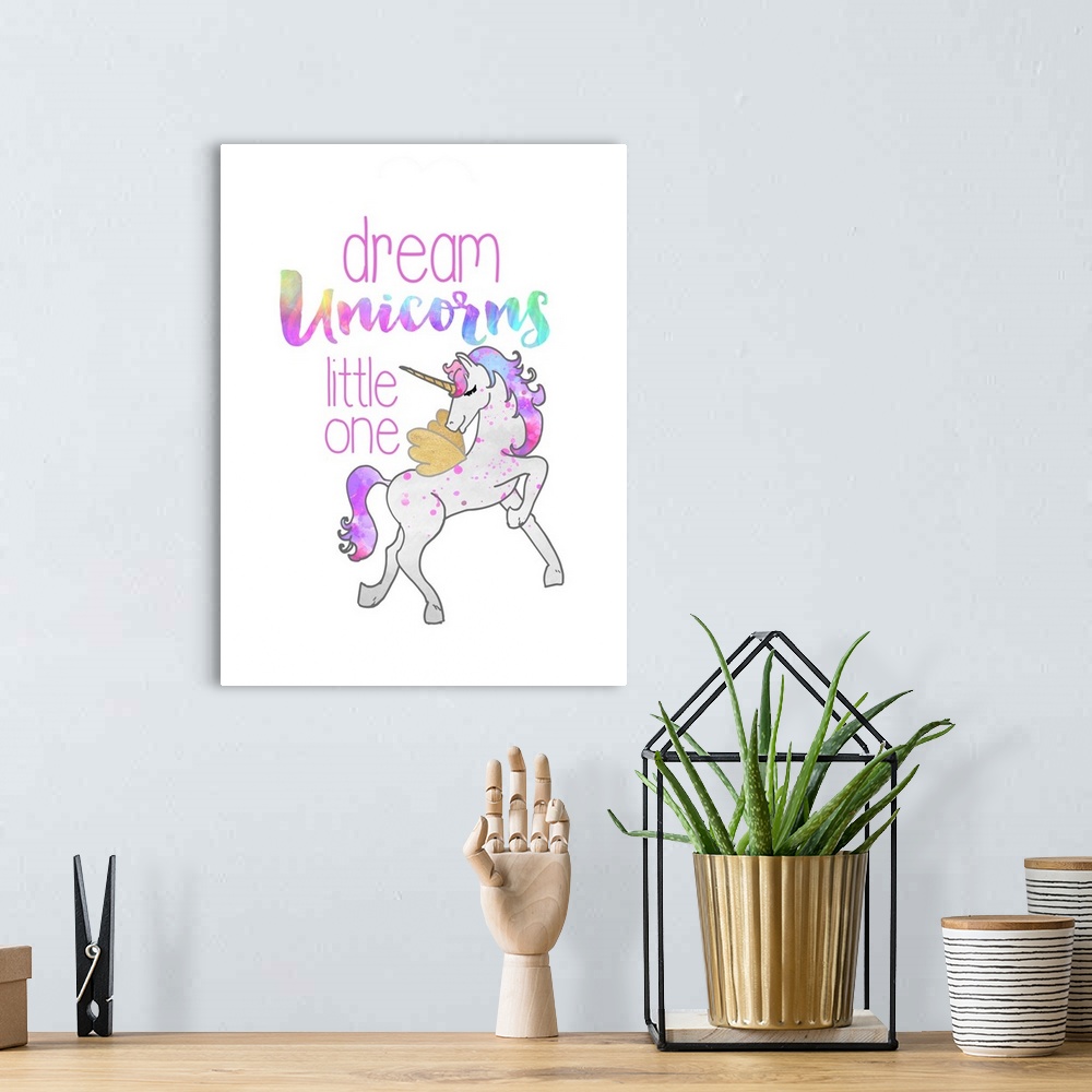 A bohemian room featuring "Dream Unicorns Little One"