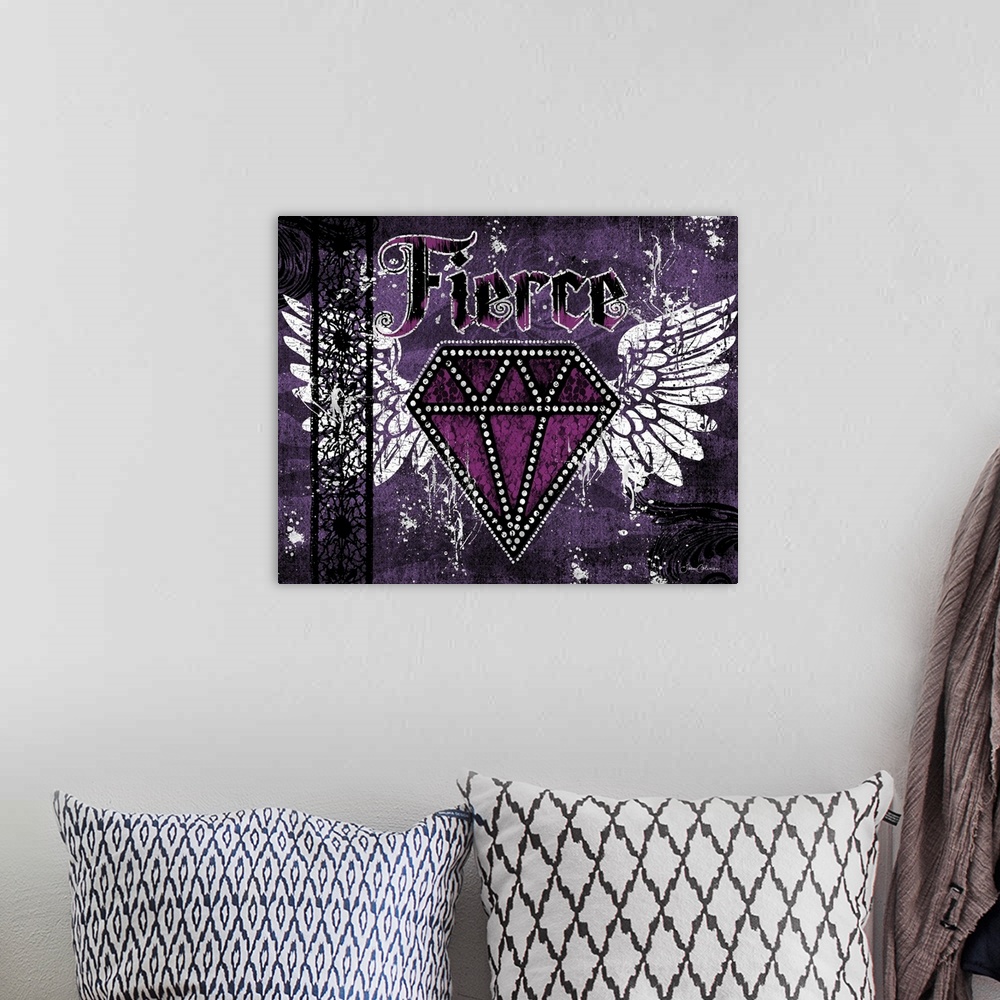 A bohemian room featuring Loud and chic rock and roll wall art with a touch of elegance.