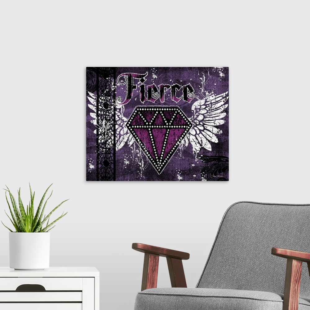 A modern room featuring Loud and chic rock and roll wall art with a touch of elegance.