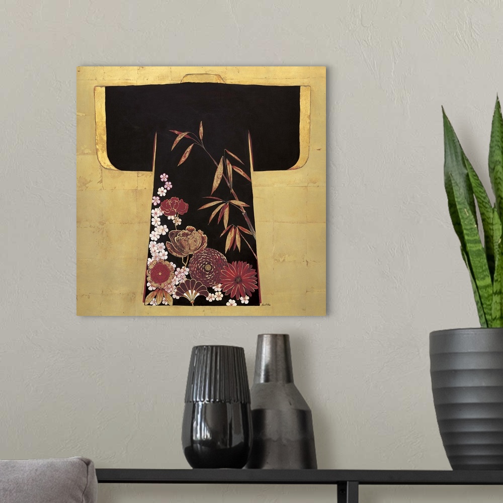 A modern room featuring Gilded Kimono