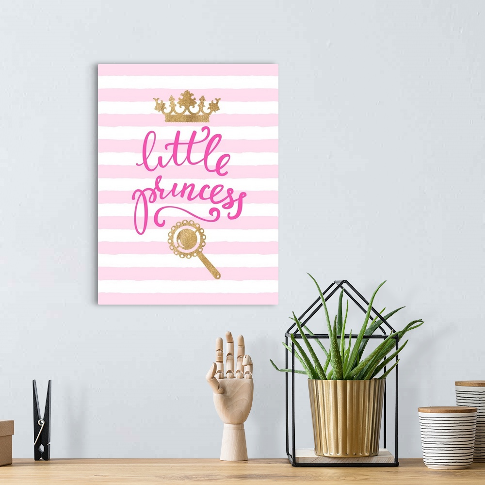 A bohemian room featuring "Little Princess" in pink, white, and gold.