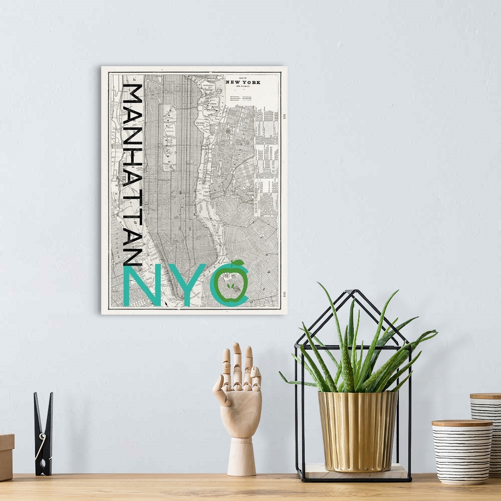 A bohemian room featuring Mid Century New York City Map