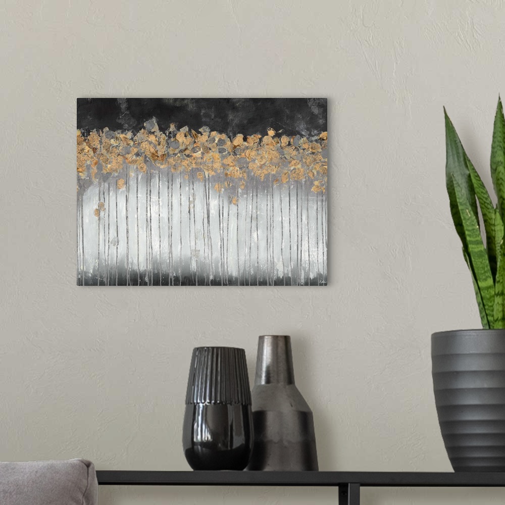 A modern room featuring Contemporary abstract home decor painting.