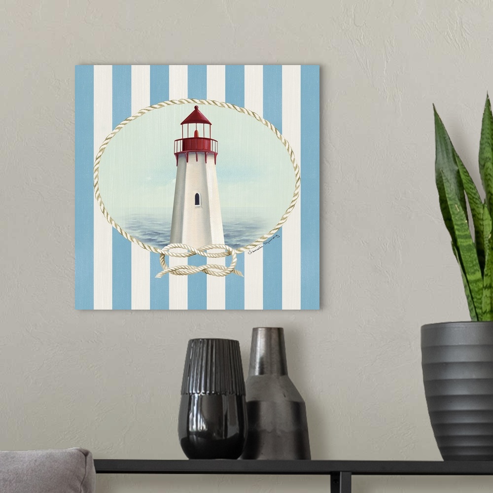 A modern room featuring Nautical and Nice Lighthouse