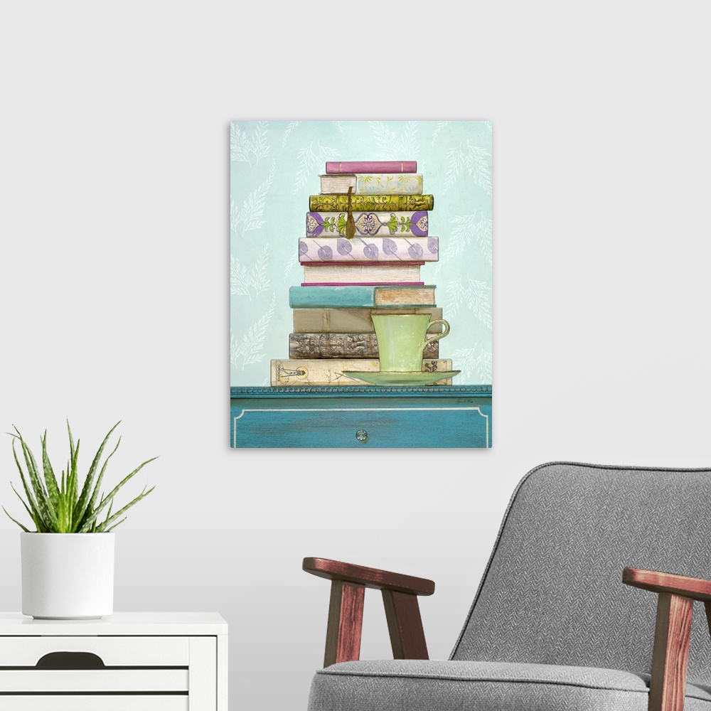 A modern room featuring Patterned Library