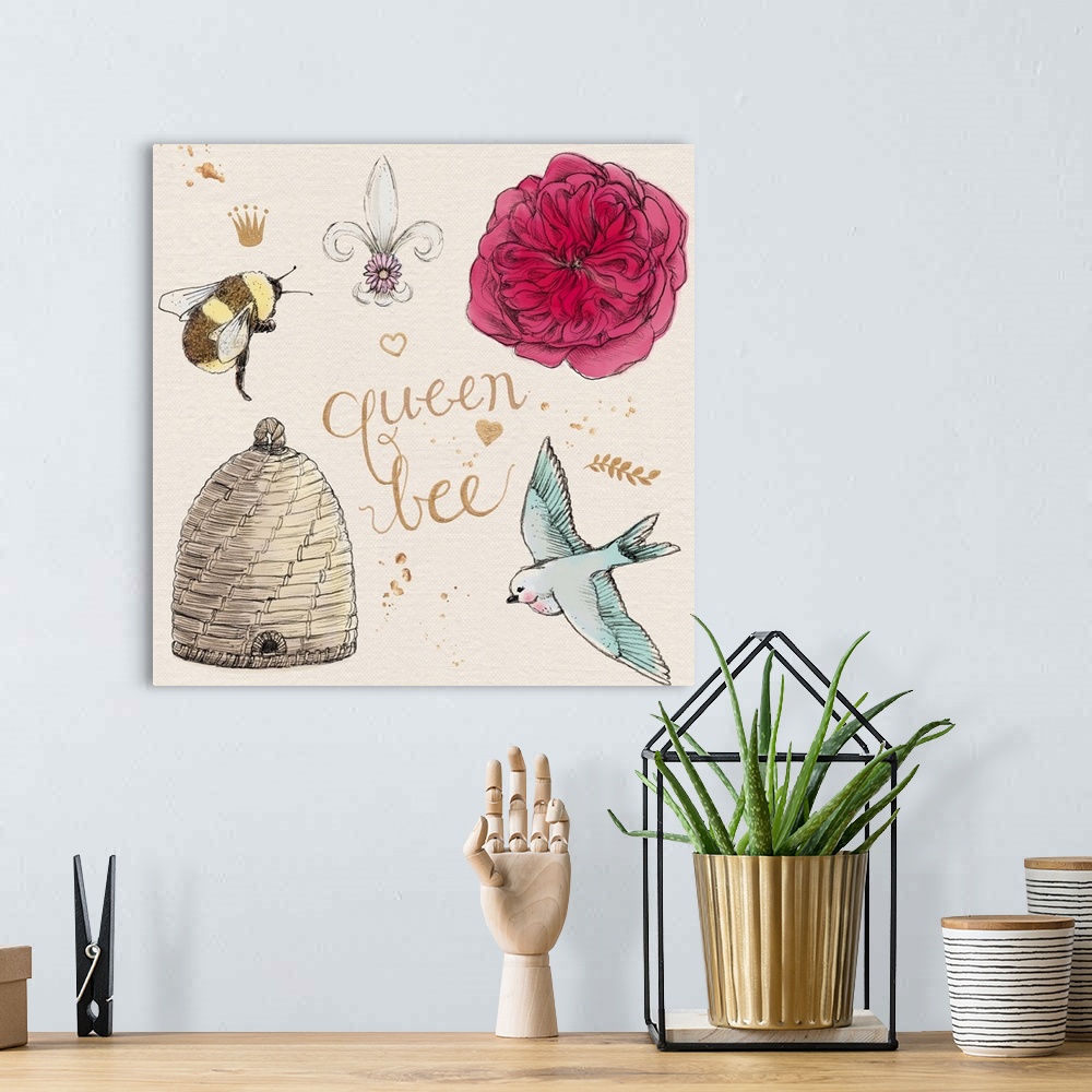 A bohemian room featuring Queen Bee