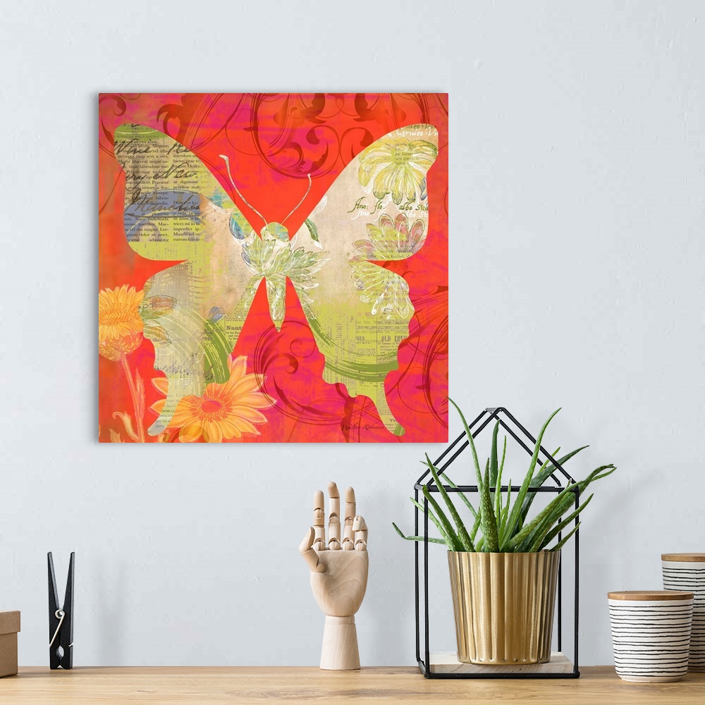 A bohemian room featuring Red Pop Butterfly