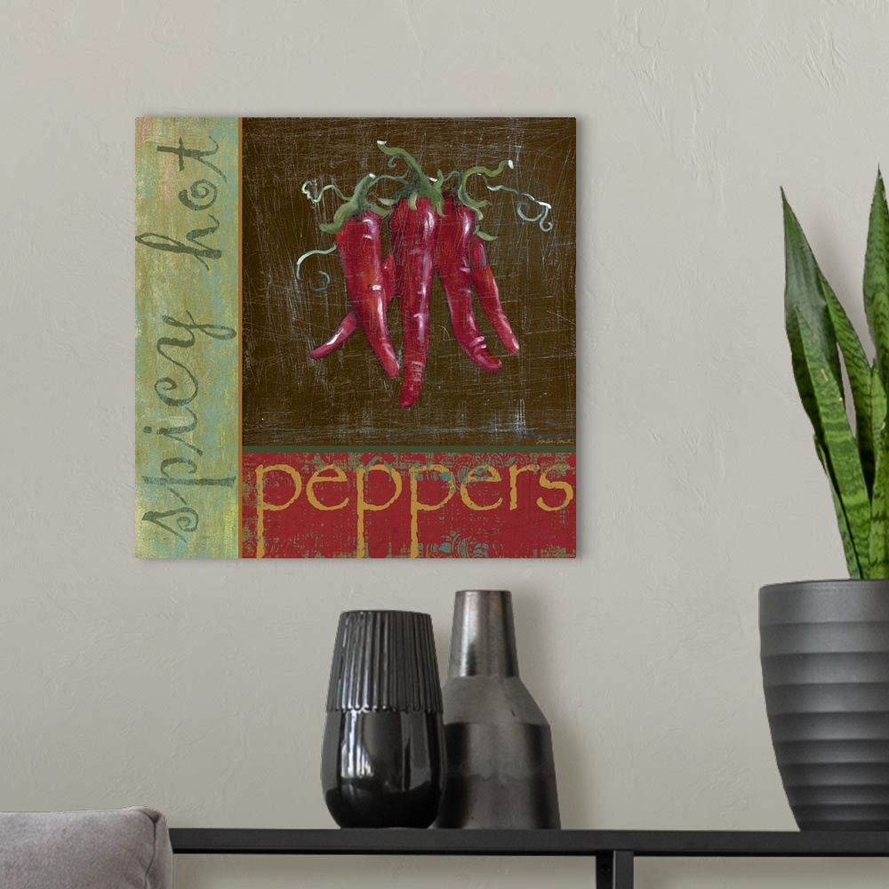 A modern room featuring Spicy Hot Peppers