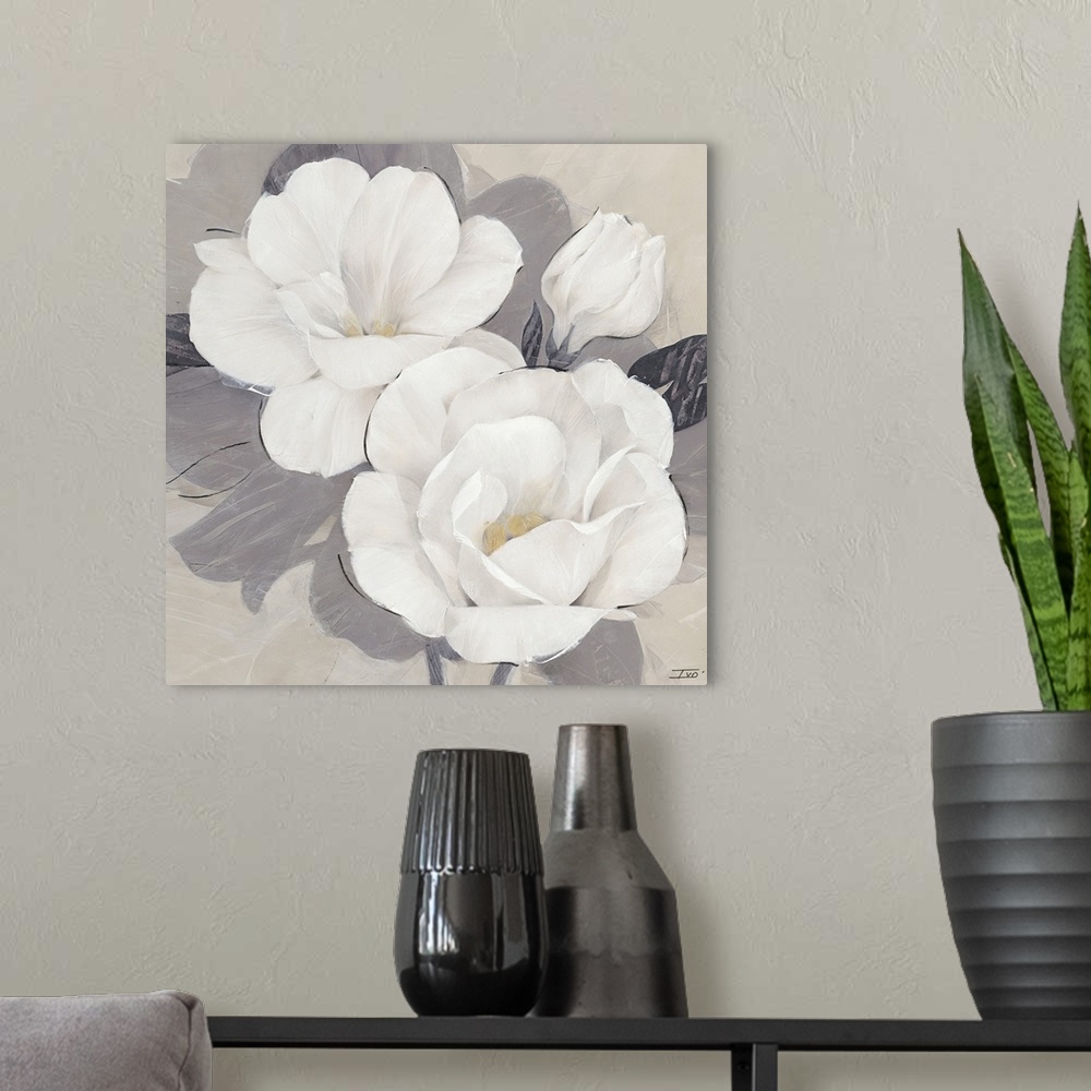 A modern room featuring Unfolding Blossoms Detail I