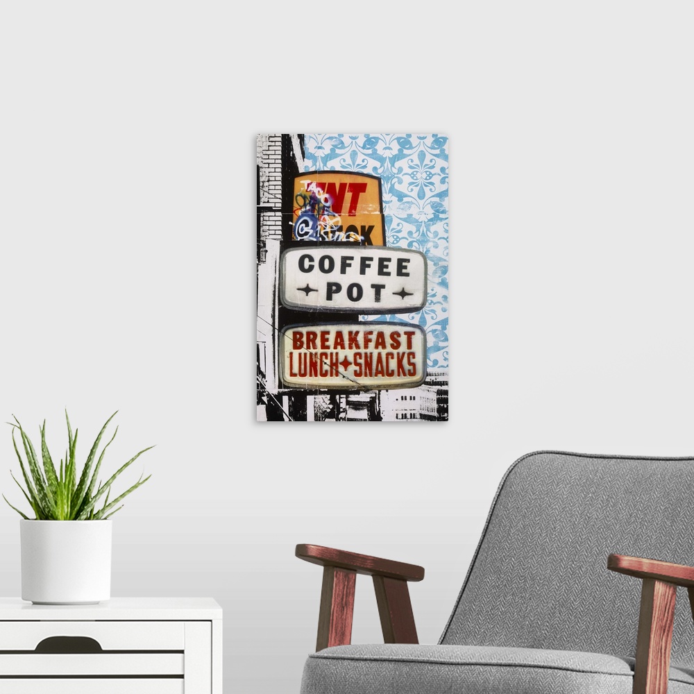A modern room featuring Urban Collage Cafe
