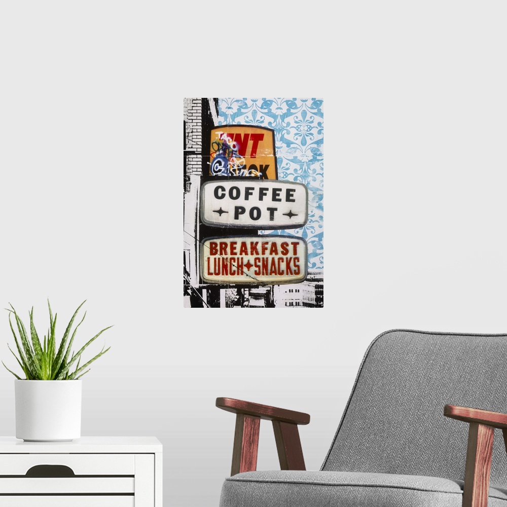 A modern room featuring Urban Collage Cafe