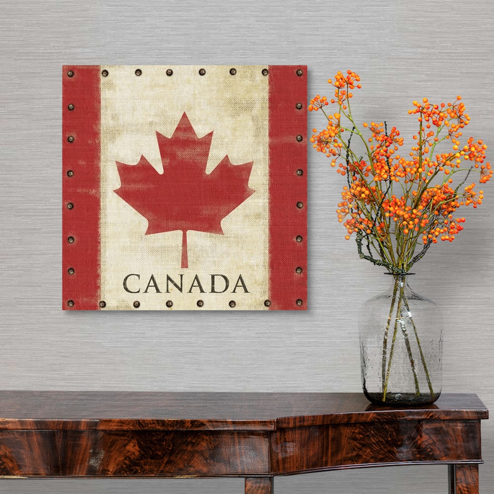 A traditional room featuring Vintage Canadian Flag