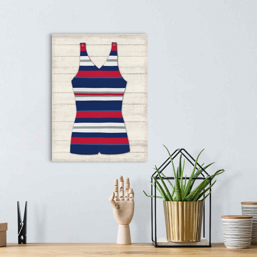 A bohemian room featuring Vintage Swim Suit Blue and Red I