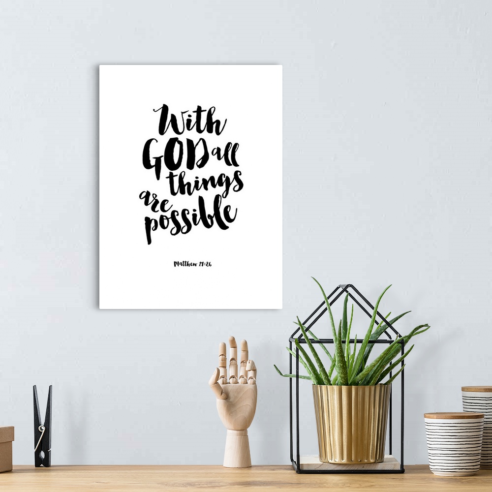 A bohemian room featuring "With God All things Are Possible" Matthew 19:26