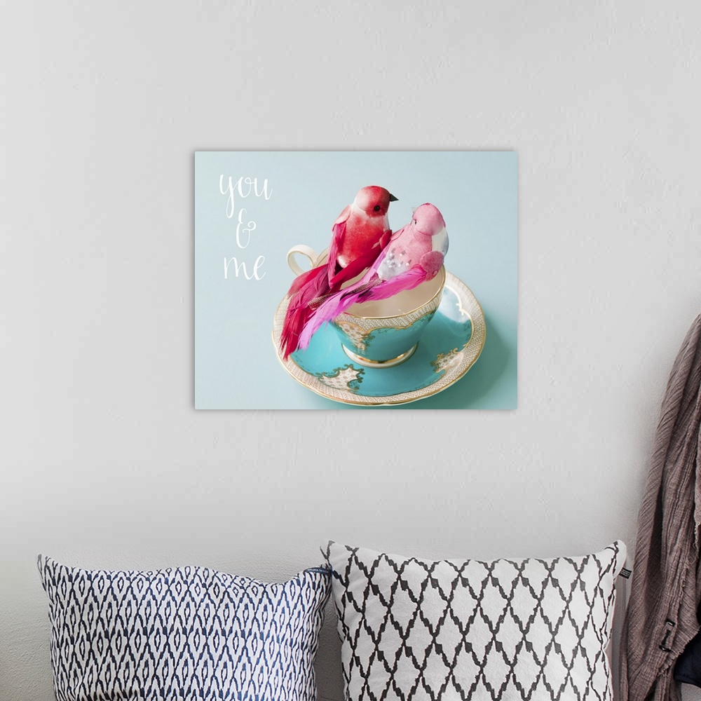 A bohemian room featuring You and Me Love Birds