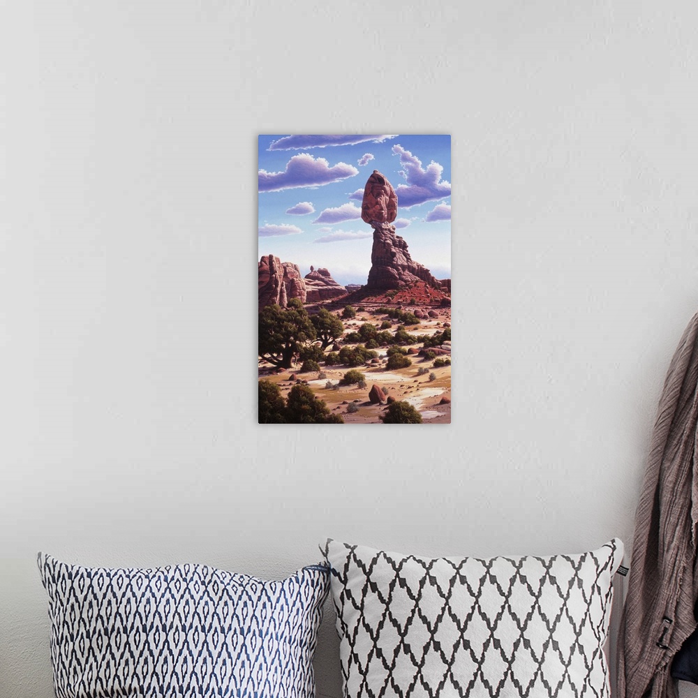 A bohemian room featuring A view of Balancing Rock in Arches National Park.