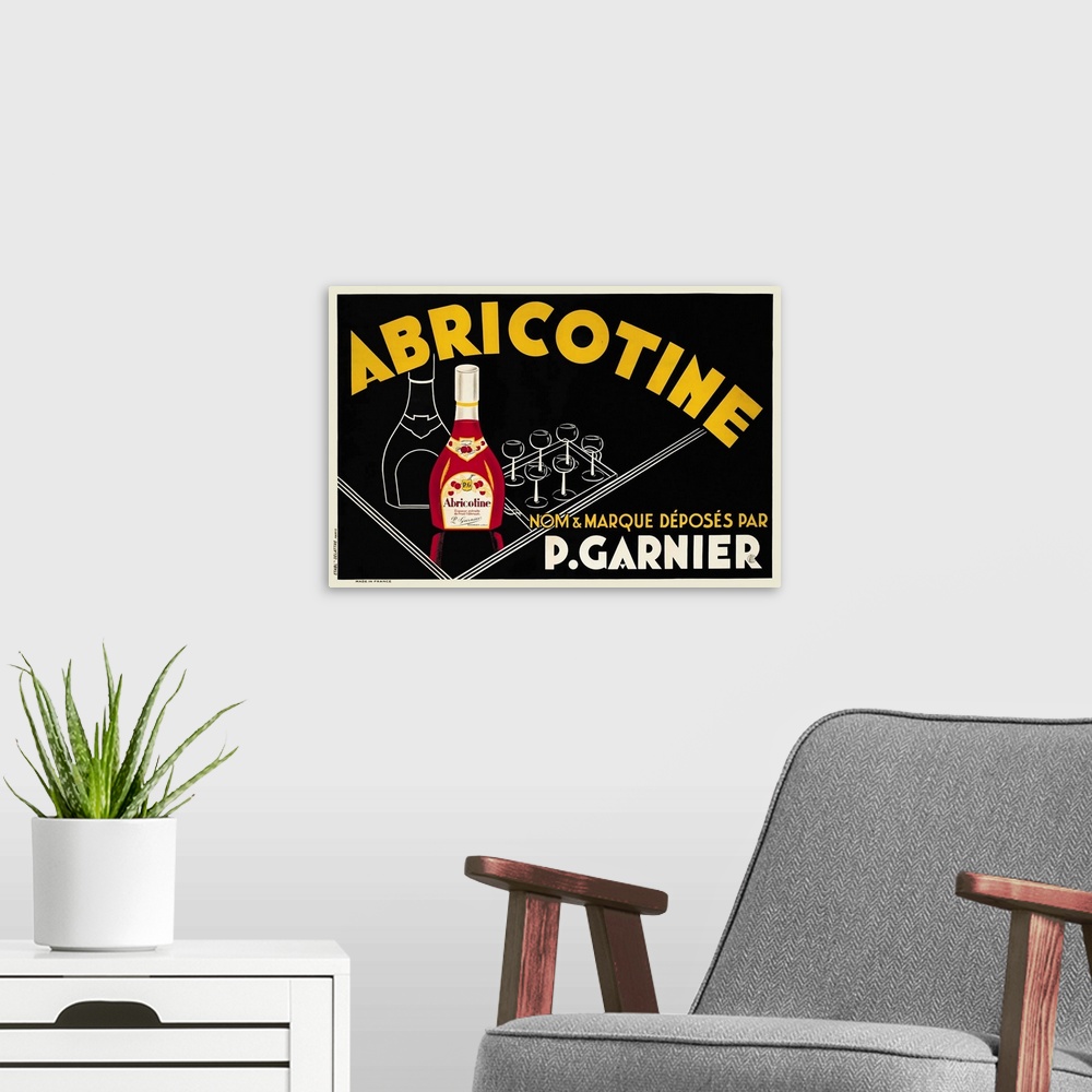 A modern room featuring Abricotine - Vintage Liquor Advertisement
