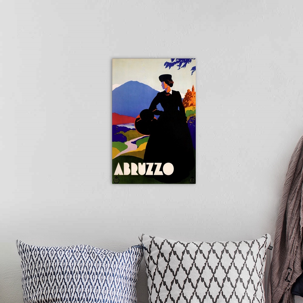 A bohemian room featuring Abruzzo - Vintage Travel Advertisement