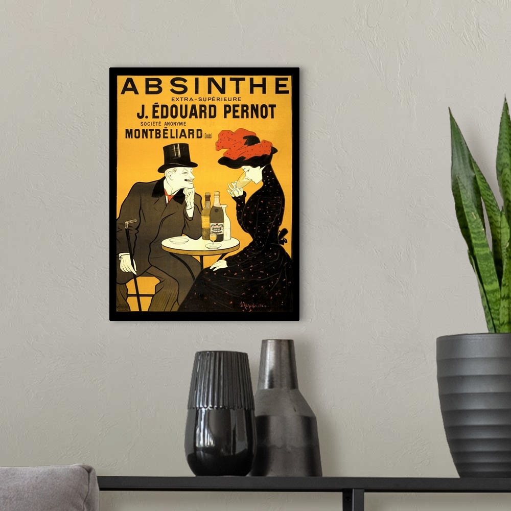 A modern room featuring Vintage Poster absinthe