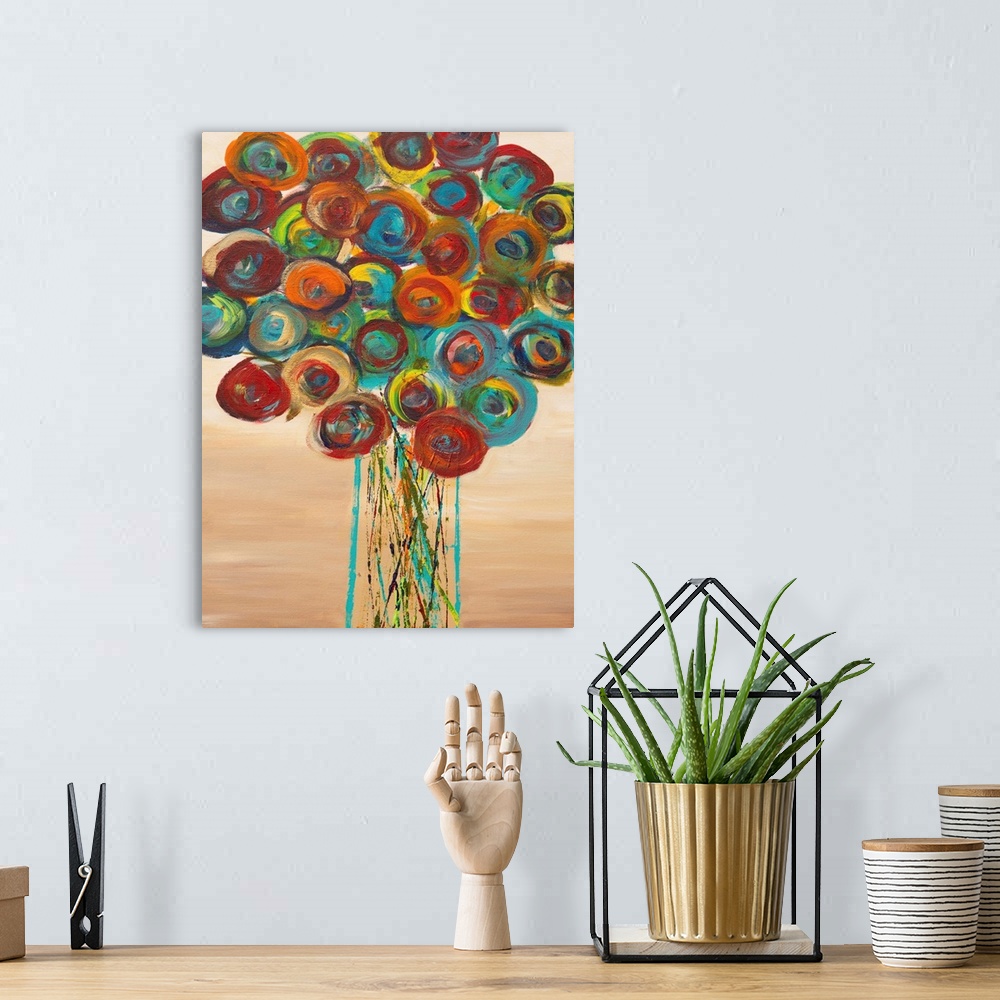 A bohemian room featuring Abstract Flowers 1