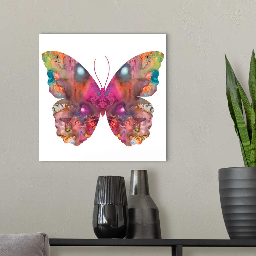A modern room featuring Abstract I Butterfly