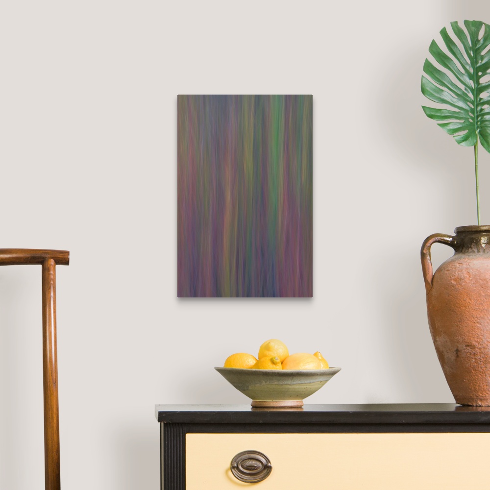 A traditional room featuring Colorful abstract photograph with thin, vertical, pastel lines.