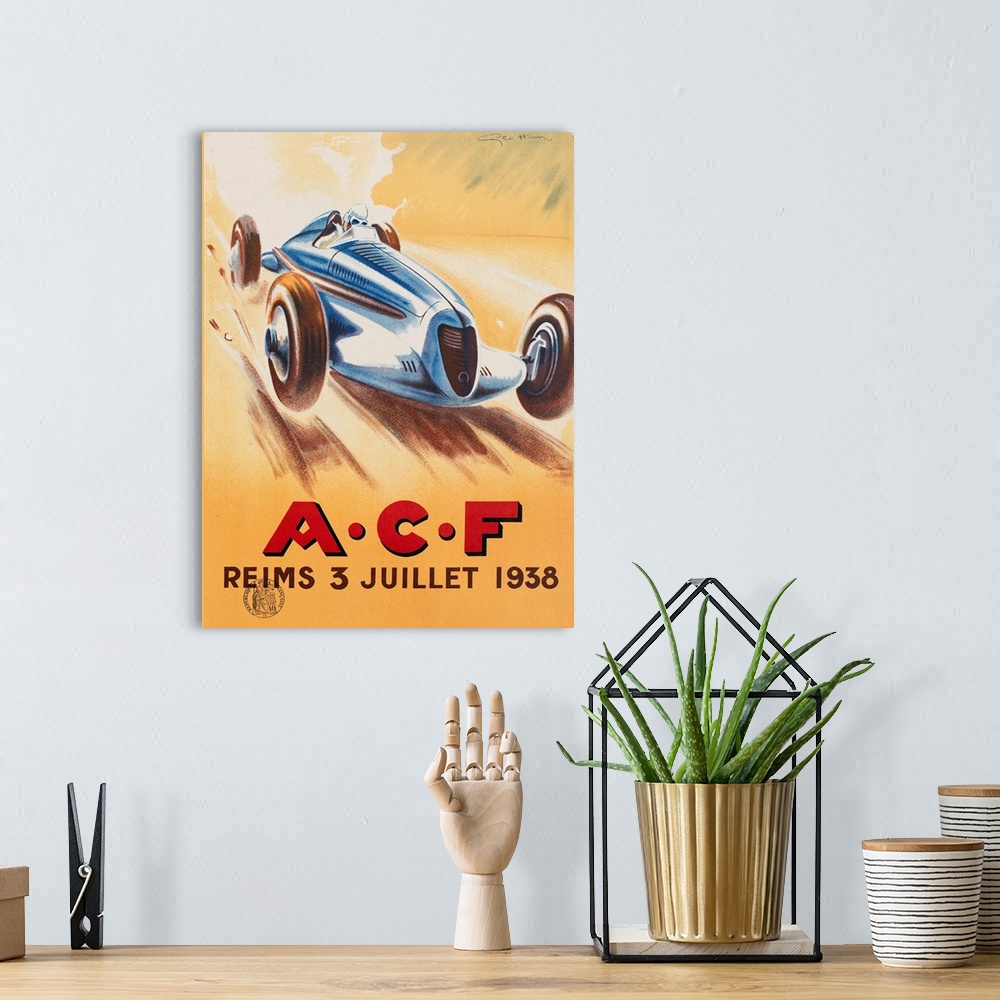 A bohemian room featuring French race car