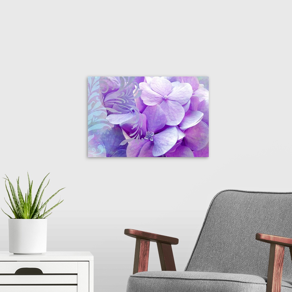 A modern room featuring Hydrangea with color treatmentflowers