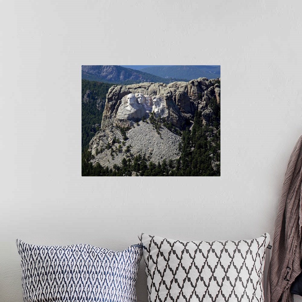 A bohemian room featuring Aerial View, Mount Rushmore