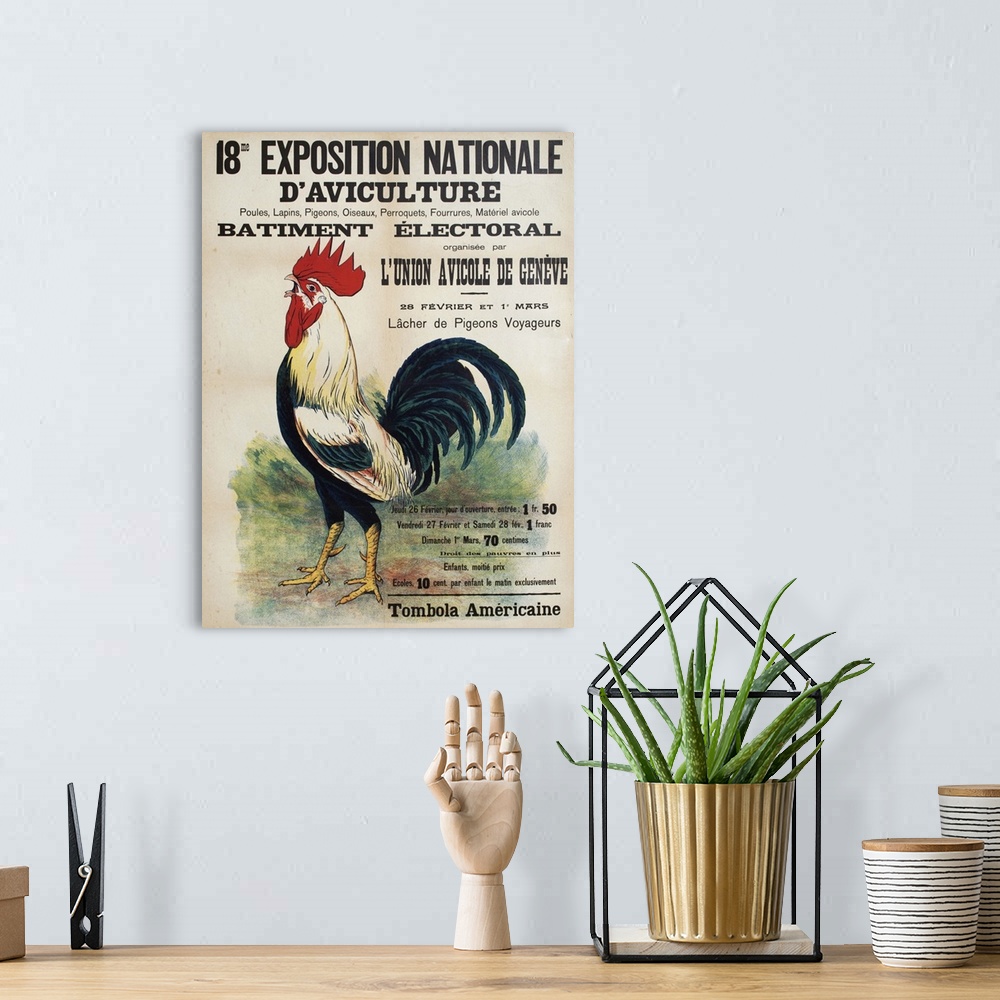 A bohemian room featuring A vintage advertisement for an agriculture exposition.