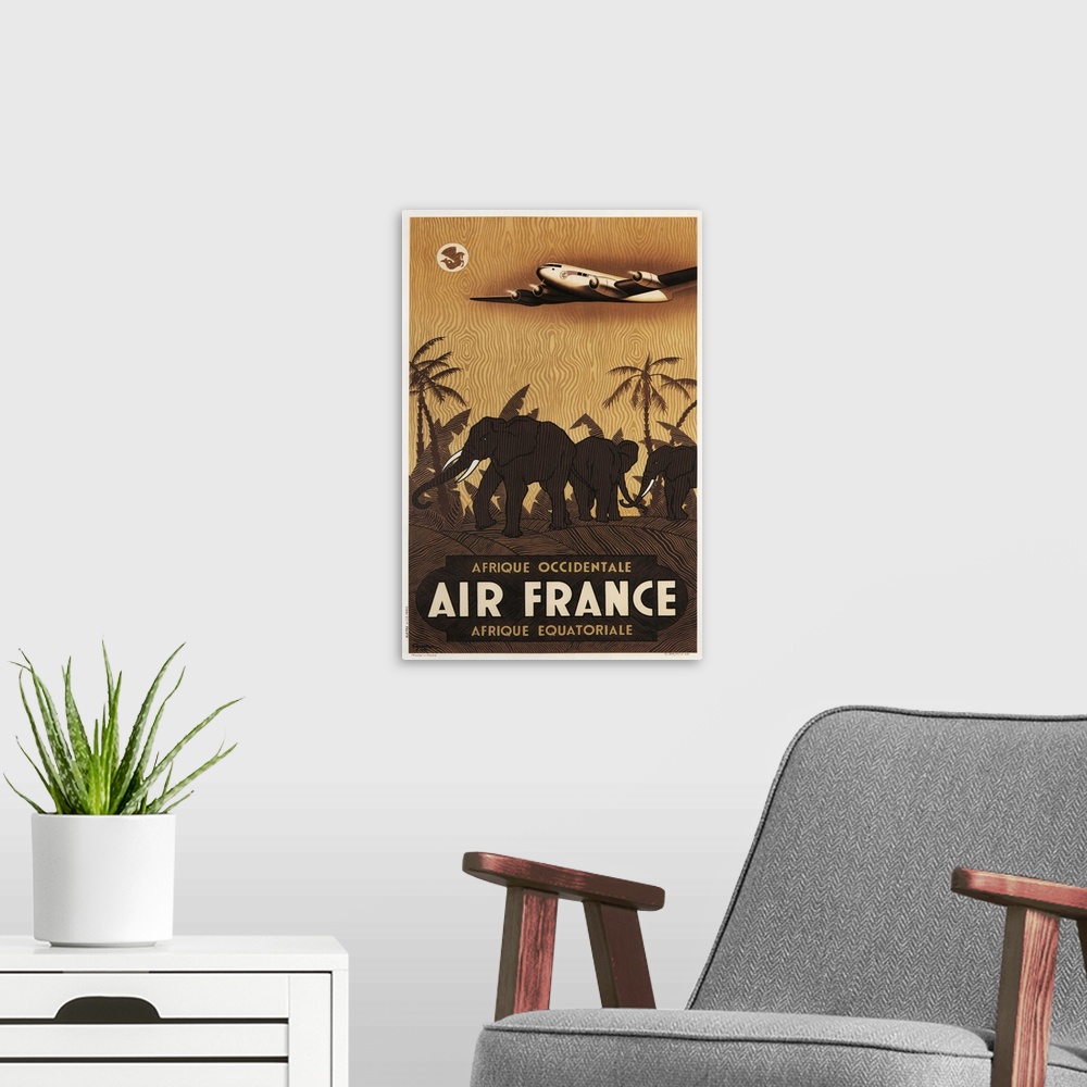 A modern room featuring Air France - Vintage Travel Advertisement