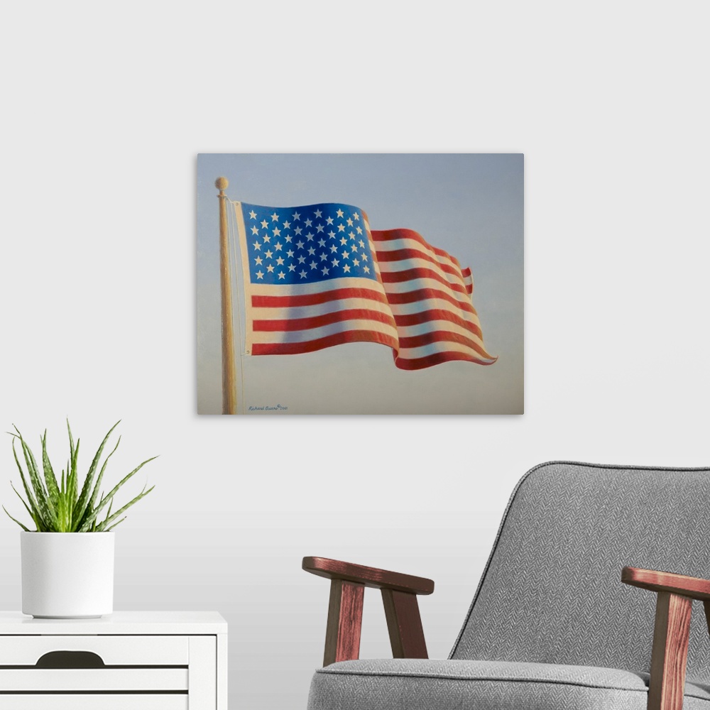 A modern room featuring American Flag IV