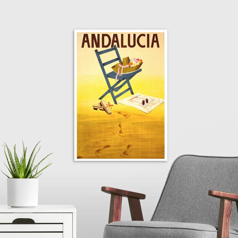 A modern room featuring Andalucia - Vintage Travel Advertisement