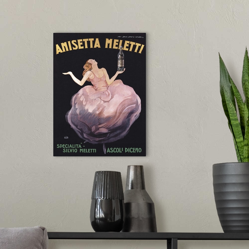 A modern room featuring Vintage poster advertisement for Anisette Dudov.