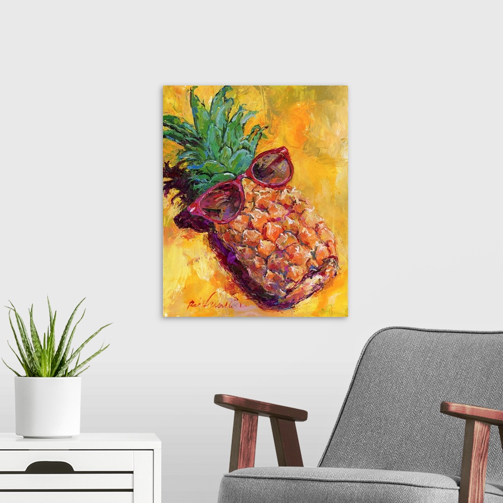 A modern room featuring Art Pineapple