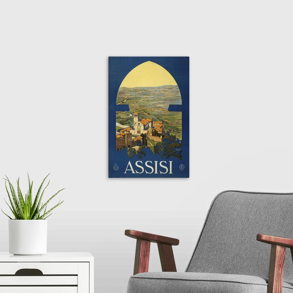 A modern room featuring Assisi - Vintage Travel Advertisement