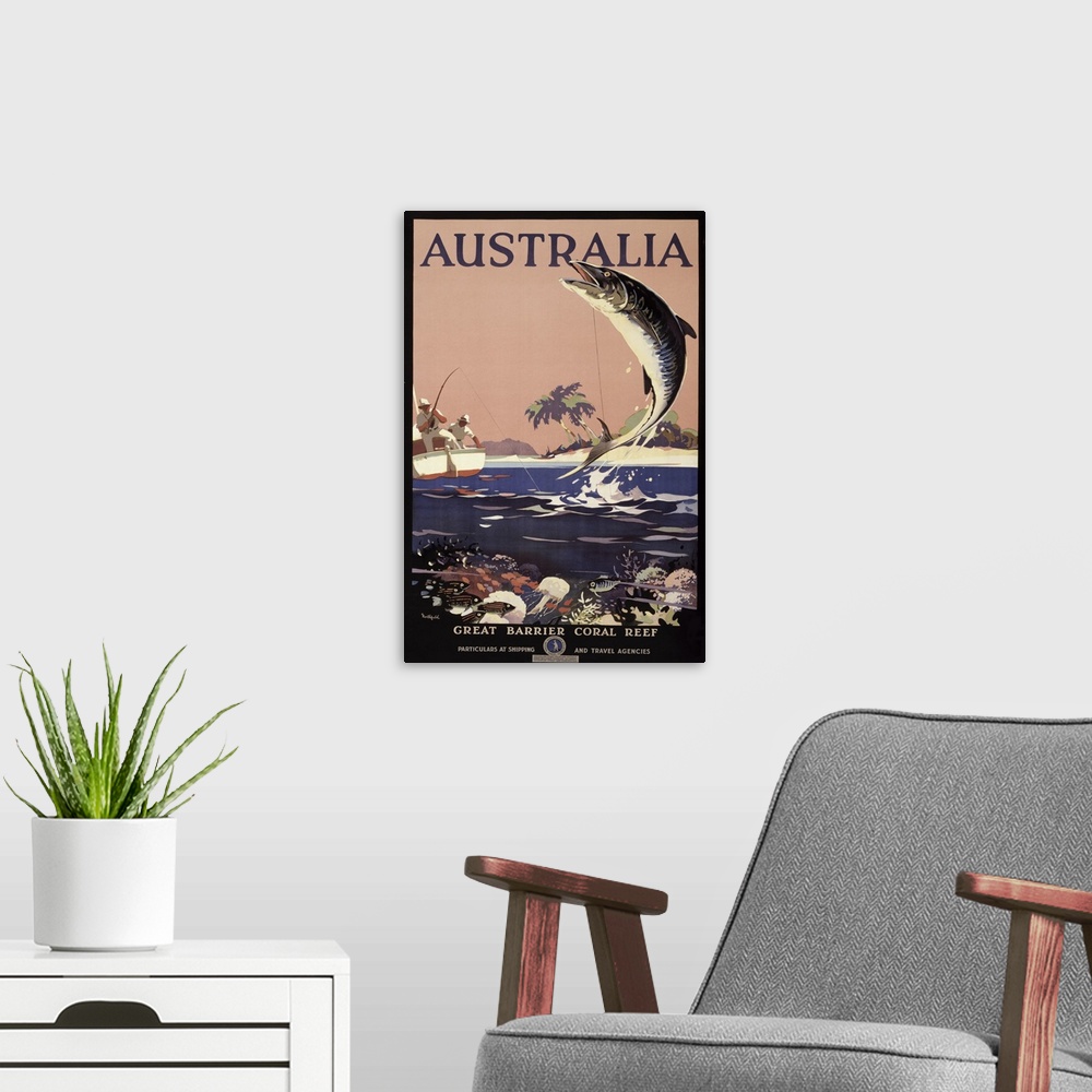 A modern room featuring Australia - Vintage Travel Advertisement