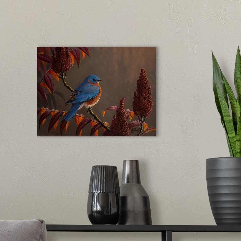 A modern room featuring Autumn Bluebird