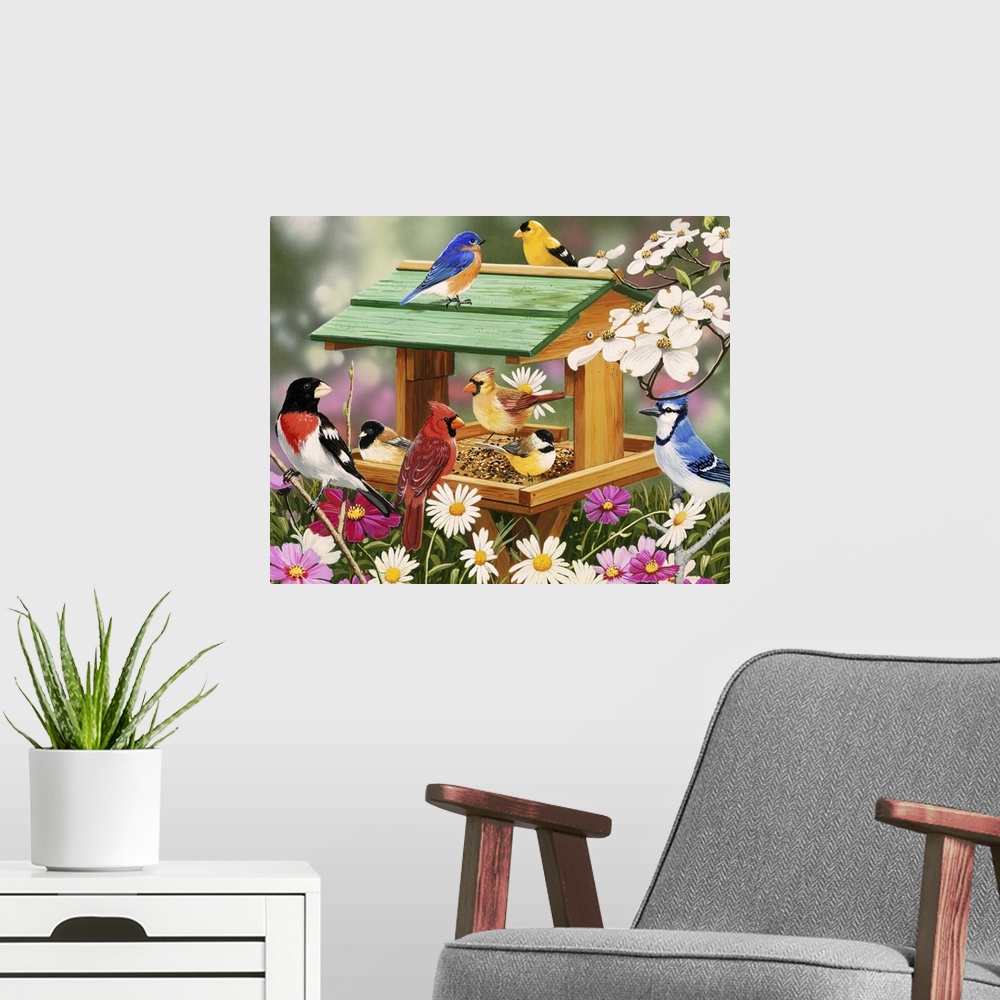 A modern room featuring Backyard Birds Spring Feast