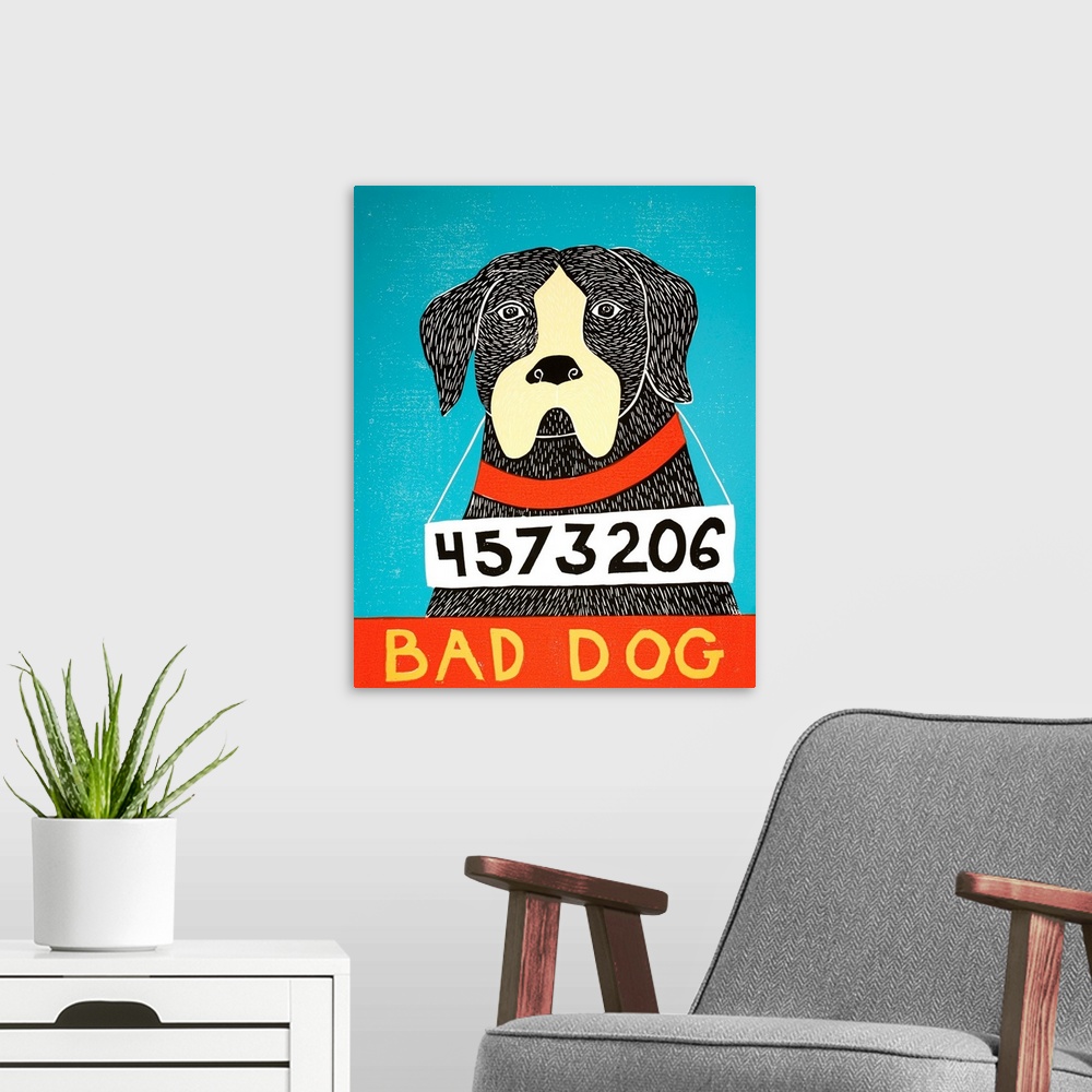 A modern room featuring Bad Dog Boxer