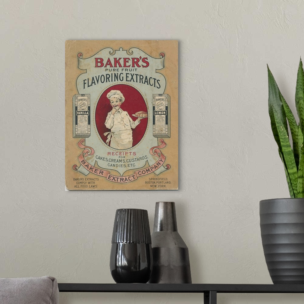 A modern room featuring Baker's Flavoring Abstracts - Vintage Advertisement