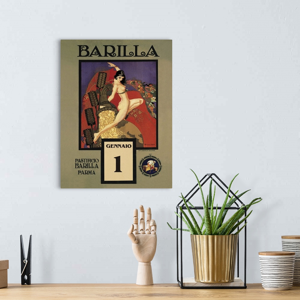 A bohemian room featuring Barilla - Vintage Pasta Advertisement