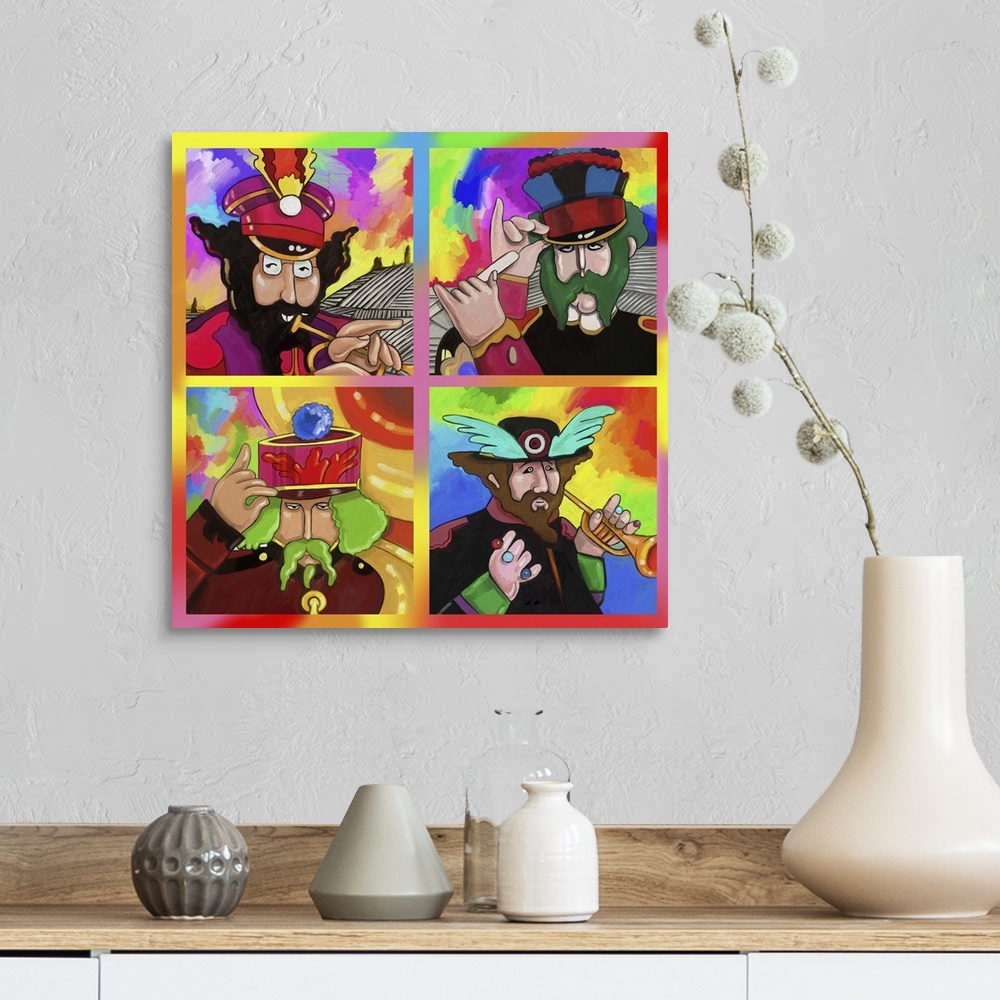 A farmhouse room featuring Beatles Sgt Peppers Yellow Sub